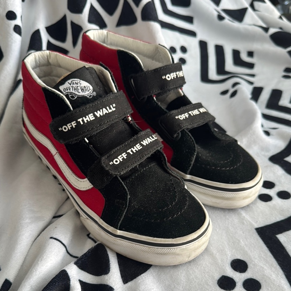 Vans Kids Black and Red High-Top Sneakers